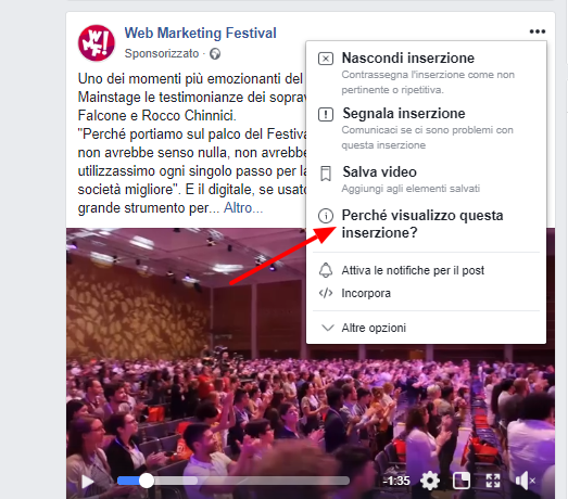 Inserzione Facebook Esempio